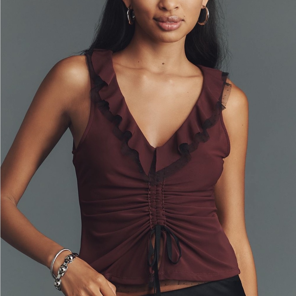 Anthropologie Maeve Tie-Front V-Neck Top